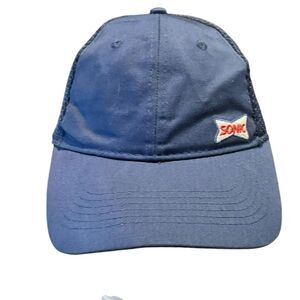 Sonic Employee Work Uniform Hat Snapback Cap Blue Adjustable Strap‎ Mesh Back